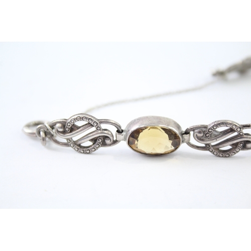 343 - Sterling Silver Celtic Panel Bracelet w/ Citrine 18g