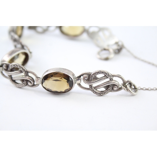 343 - Sterling Silver Celtic Panel Bracelet w/ Citrine 18g