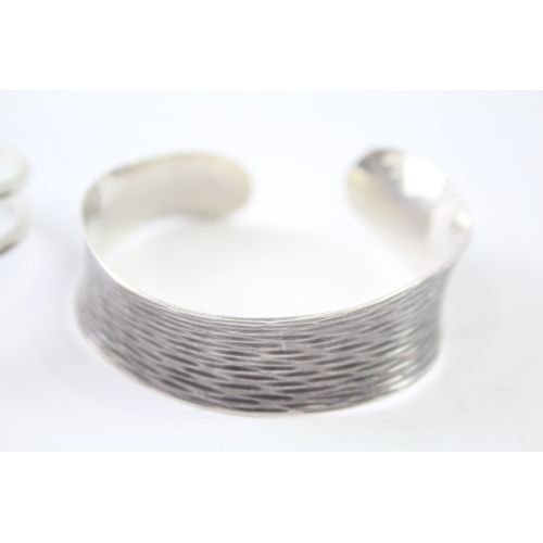 345 - Collection of Sterling Silver Bangles inc. Textured, Cuff, Modernist x 2 43g