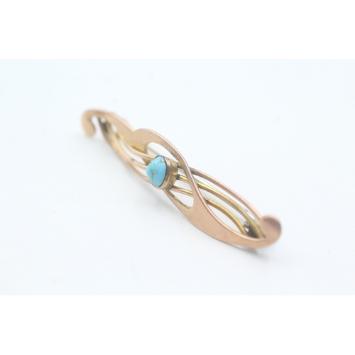 60 - 9ct gold and turquoise brooch (1.9g)