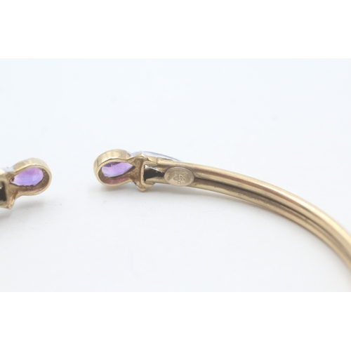 9 - 9ct gold amethyst & diamond bangle (6.1g)