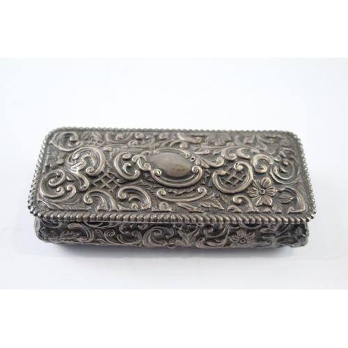 349 - Antique Victorian 1898 Birmingham Sterling Silver Jewellery / Trinket Box (108g)