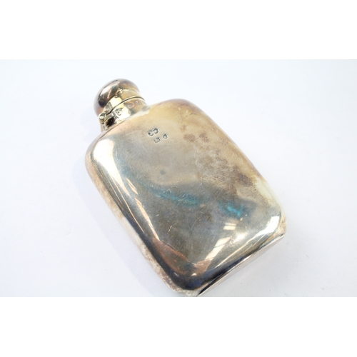 352 - Antique Victorian 1892 Birmingham Sterling Silver Gents Plain Hip Flask (92g)