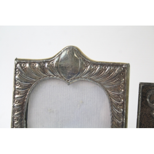 360 - 3 x Antique .925 Sterling Silver Photograph Frames Inc Art Nouveau Etc (724g)