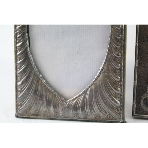 360 - 3 x Antique .925 Sterling Silver Photograph Frames Inc Art Nouveau Etc (724g)