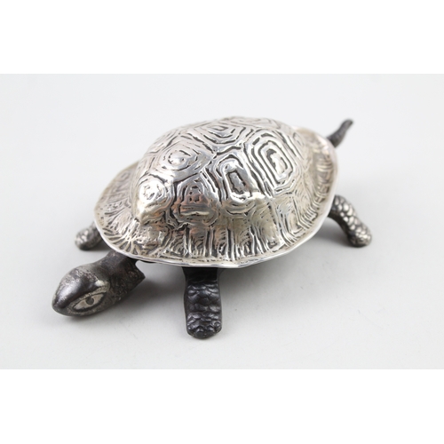 364 - Antique Edwardian 1909 Chester Sterling Silver Topped Hotel Tortoise Bell (303g)