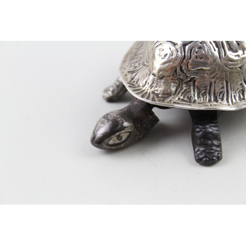 364 - Antique Edwardian 1909 Chester Sterling Silver Topped Hotel Tortoise Bell (303g)