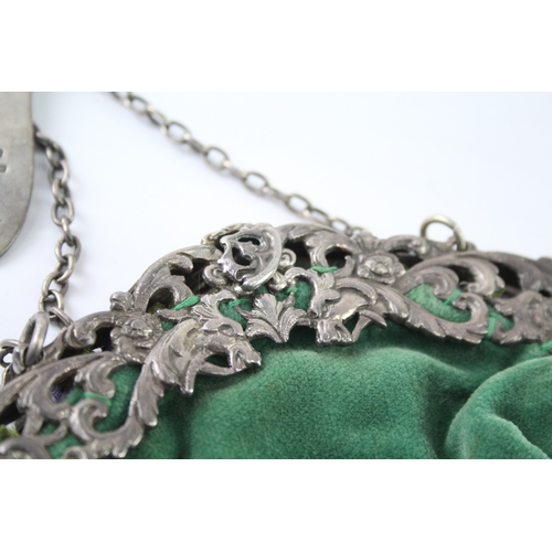 367 - Antique Edwardian 1909 London Sterling Silver Topped Ladies Evening Bag 157g