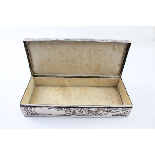 370 - Antique French 19th Century Silver Plated Jewellery Box w/ Garden Scene (1067g)