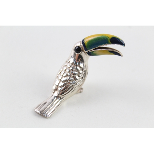 378 - Vintage 1995 Sheffield Sterling Silver Novelty Toucan Enamel Ornament (29g)