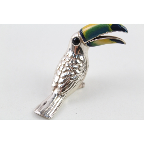 378 - Vintage 1995 Sheffield Sterling Silver Novelty Toucan Enamel Ornament (29g)