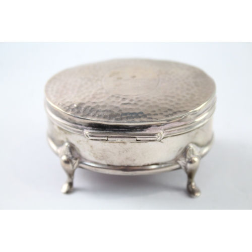 382 - Antique ARTS & CRAFTS 1901 Birmingham Sterling Silver Oval Jewellery Box (40g)