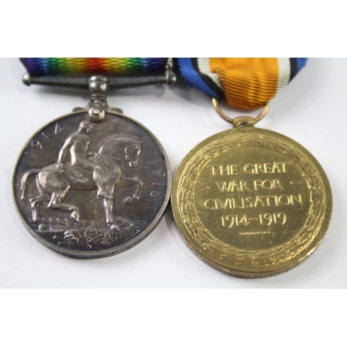 394 - Mounted WW1 Medal Pair 1144 Pte W. J Hamilton DLI