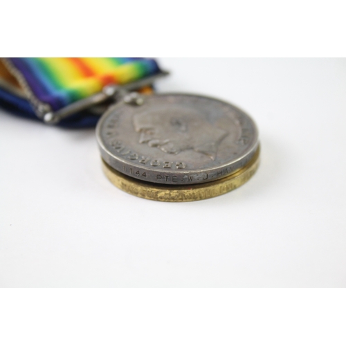 394 - Mounted WW1 Medal Pair 1144 Pte W. J Hamilton DLI