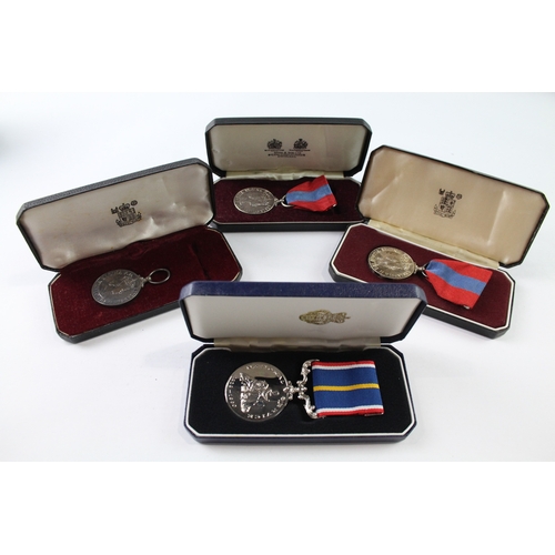 396 - Boxed Medals Inc National Service & ERII Imperial Service Medals x 4