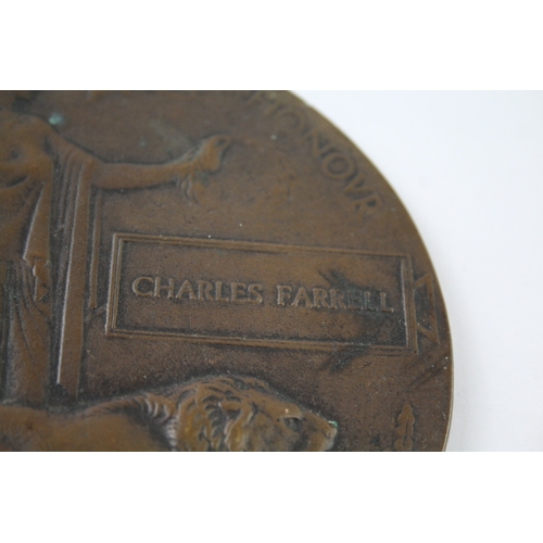 400 - WW1 Death Plaque Named Charles Farrell