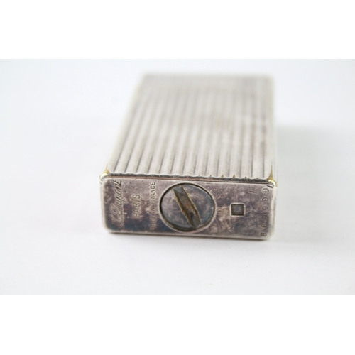 401 - Vintage S.T DUPONT Paris Silver Plate Ligne 1 Pocket Lighter w/ Ribbed Body