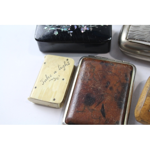 403 - Snuff Box & Vesta Cases Inc Antique & Vintage, Papier Mache, Bovine, Etc x 10