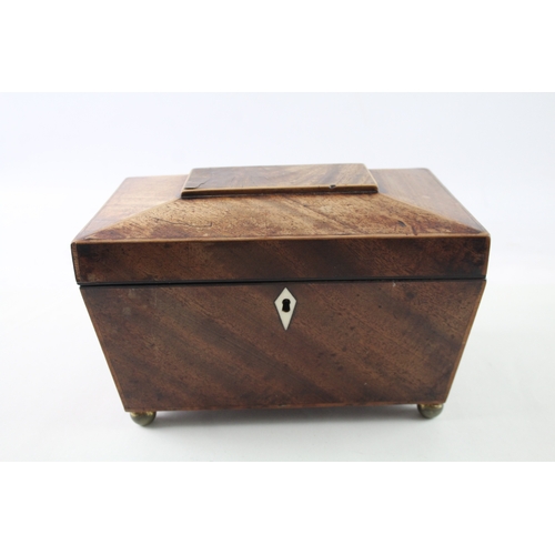 407 - Antique Wooden Tea Caddy