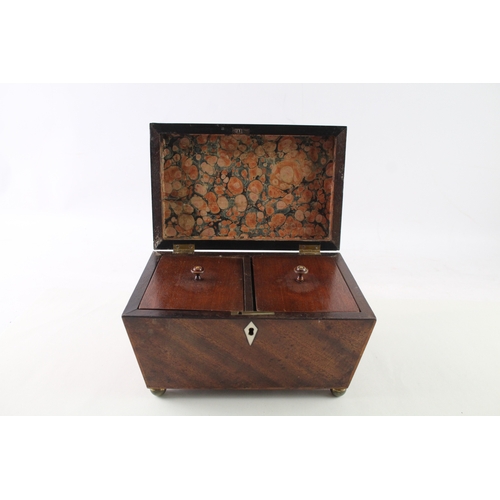 407 - Antique Wooden Tea Caddy