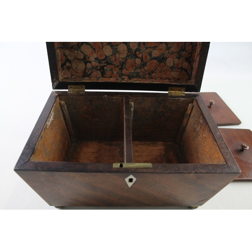 407 - Antique Wooden Tea Caddy