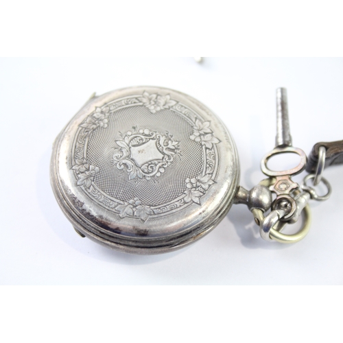 454 - Vintage 925 Silver French Pocket Watch Key-Wind WATCH RUNS