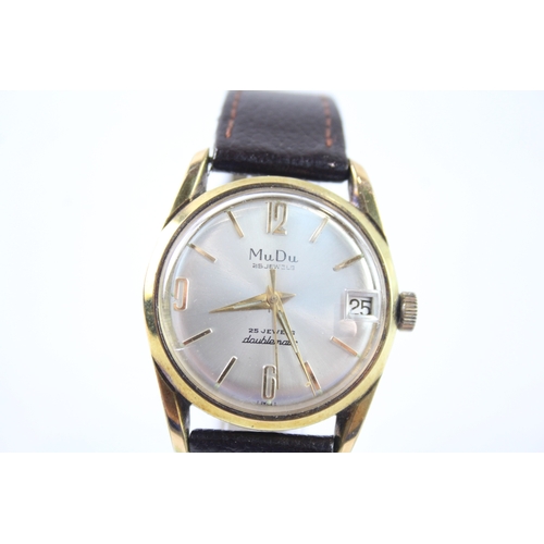 457 - Vintage MuDu Doublematic Gold Tone Watch Automatic WATCH RUNS