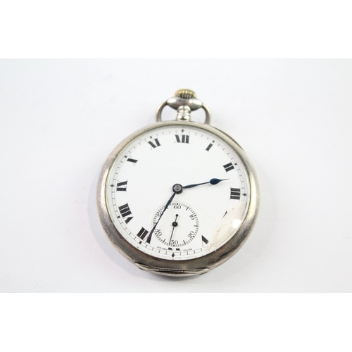 459 - Vintage 925 Silver Open Face Pocket Watch Hand-Wind WATCH RUNS