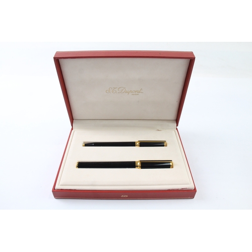 475 - Vintage S.T DUPONT Classique Black Lacquer Fountain Pen Set w/ 18ct Gold Nib Etc