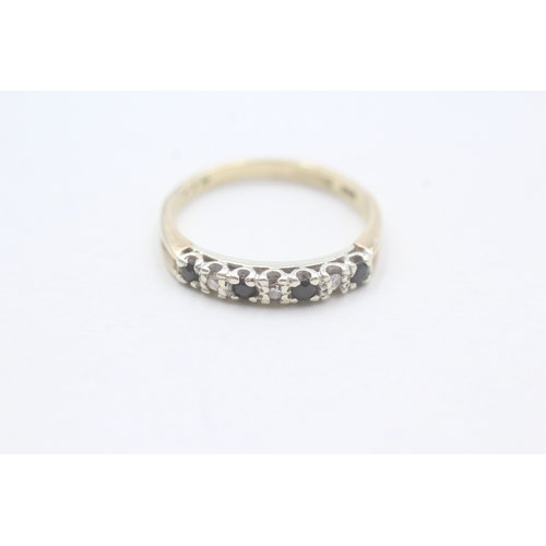 240 - 9ct gold sapphire & diamond half eternity ring (1.9g) Size M