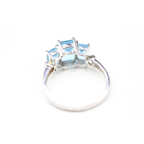 13 - 9ct white gold topaz trilogy ring (2.8g) Size N 1/2