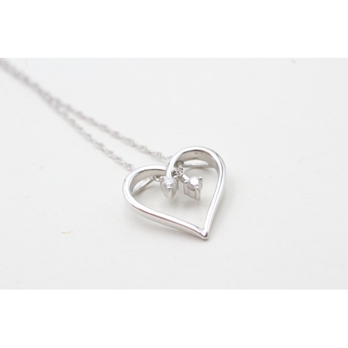 30 - 14ct white gold diamond heart pendant necklace (2g)