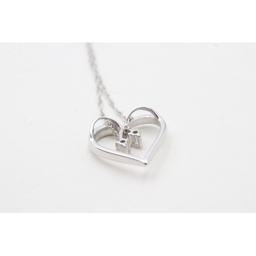 30 - 14ct white gold diamond heart pendant necklace (2g)