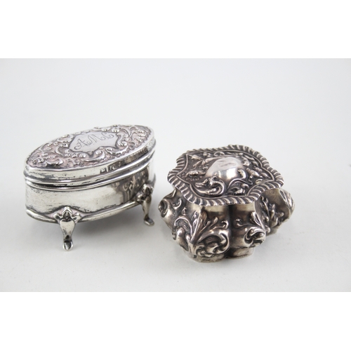 371 - 2 x Antique .925 Sterling Silver Pill / Trinket Boxes Inc Victorian (42g)