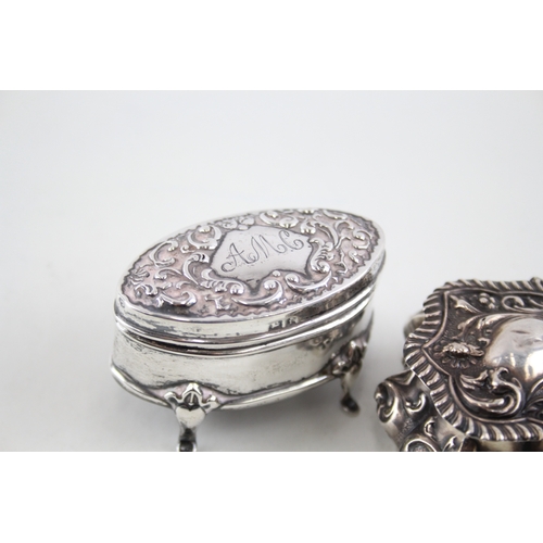 371 - 2 x Antique .925 Sterling Silver Pill / Trinket Boxes Inc Victorian (42g)