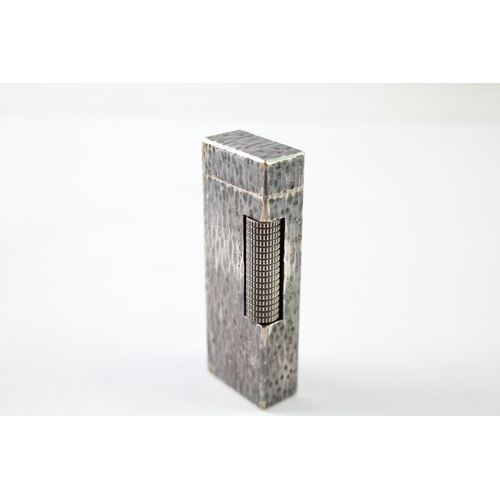 402 - Dunhill Rollagas Vintage Silver Plated Bark Effect Pocket Lighter, Sparks