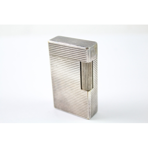 403 - St Dupont Silver Plate Ribbed Pocket Lighter w/ Good Spark