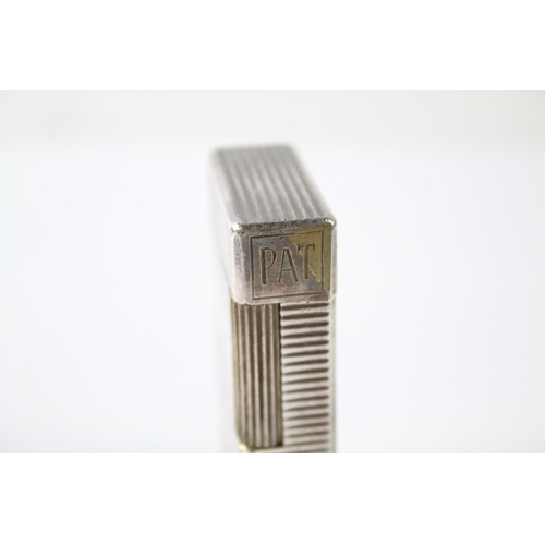 403 - St Dupont Silver Plate Ribbed Pocket Lighter w/ Good Spark