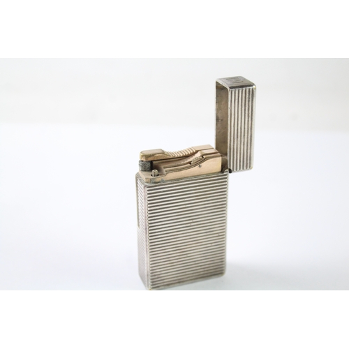 403 - St Dupont Silver Plate Ribbed Pocket Lighter w/ Good Spark