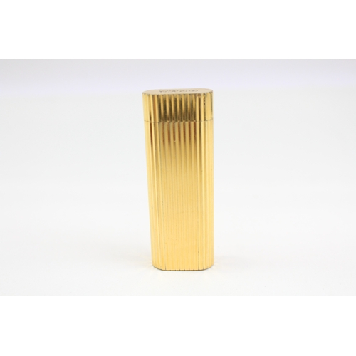 404 - Cartier Paris Vintage Gold Plated Pocket Lighter w/ Vertical Ribbed Design & Box