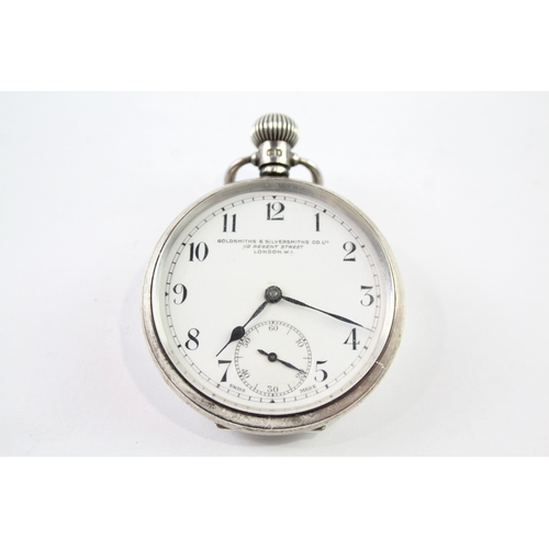 444 - Vintage 925 Silver Goldsmiths & Silversmith Co. Pocket Watch Hand-Wind WATCH RUNS