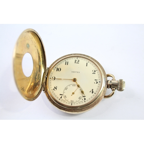 449 - Vintage Vertex Rolled Gold Half Hunter Pocket Watch Hand-Wind WATCH RUNS