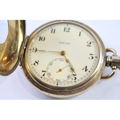 449 - Vintage Vertex Rolled Gold Half Hunter Pocket Watch Hand-Wind WATCH RUNS