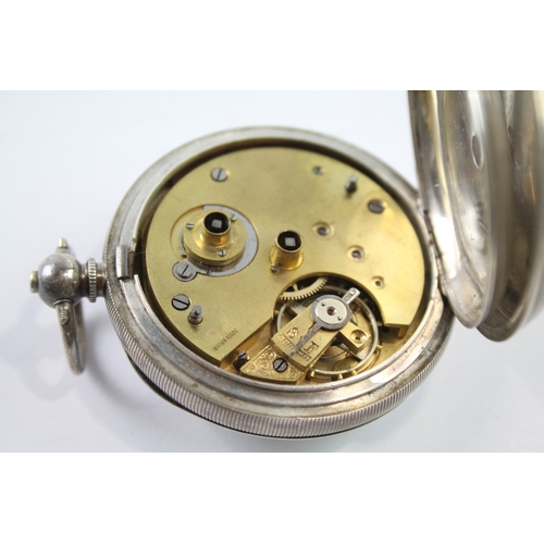 455 - Vintage 925 Silver Open Face Pocket Watch Key-Wind WATCH RUNS