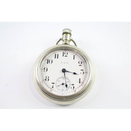 457 - Vintage Elgin Railway Style Pocket Watch Hand-Wind WATCH RUNS