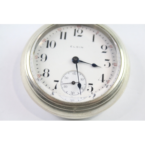 457 - Vintage Elgin Railway Style Pocket Watch Hand-Wind WATCH RUNS