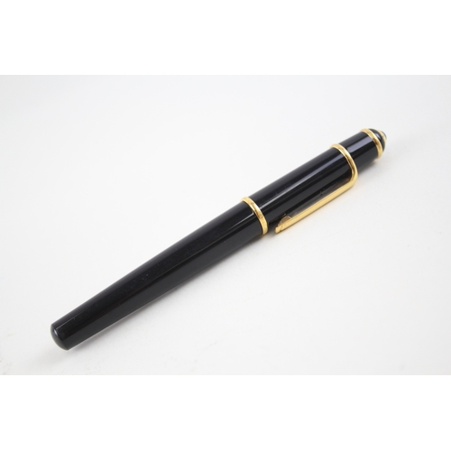 469 - CARTIER Diablo Black Lacquer & Gold Plate Detail Fountain Pen w/ 18ct Gold Nib