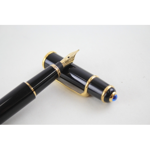 469 - CARTIER Diablo Black Lacquer & Gold Plate Detail Fountain Pen w/ 18ct Gold Nib