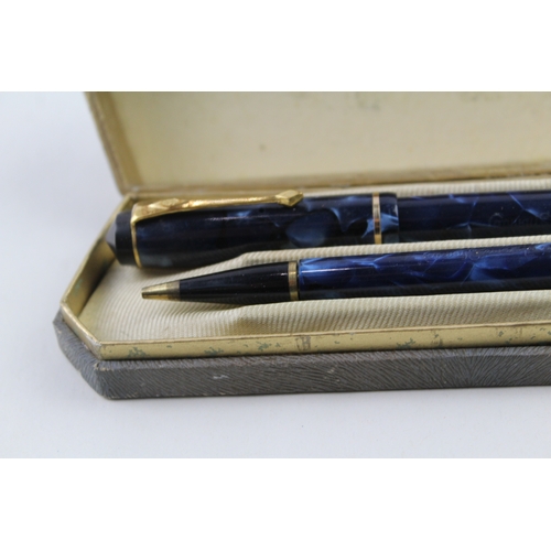 470 - Vintage Conway Stewart 759 Navy Fountain Pen w/ 14ct Gold Nib WRITING Boxed