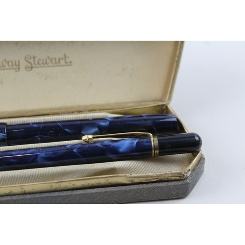 470 - Vintage Conway Stewart 759 Navy Fountain Pen w/ 14ct Gold Nib WRITING Boxed